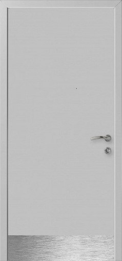 Влагостойкая дверь KAPELLI Classic с нержавеющей накладкой серая 7035