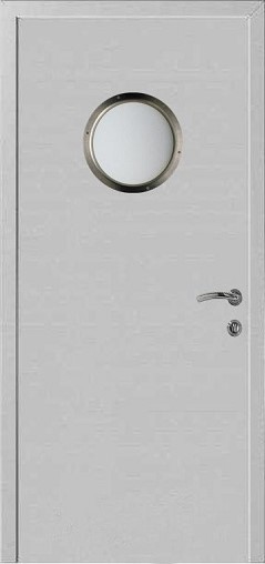 Влагостойкая дверь KAPELLI Classic с иллюминатором серая 7035